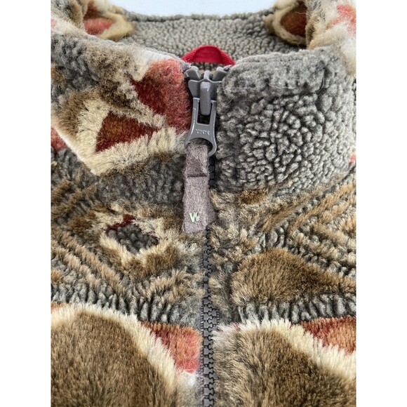 Vintage Woolrich Women’s L Brown Aztec Fleece Southwest Full Zip Jacket - Picture 3 of 11
